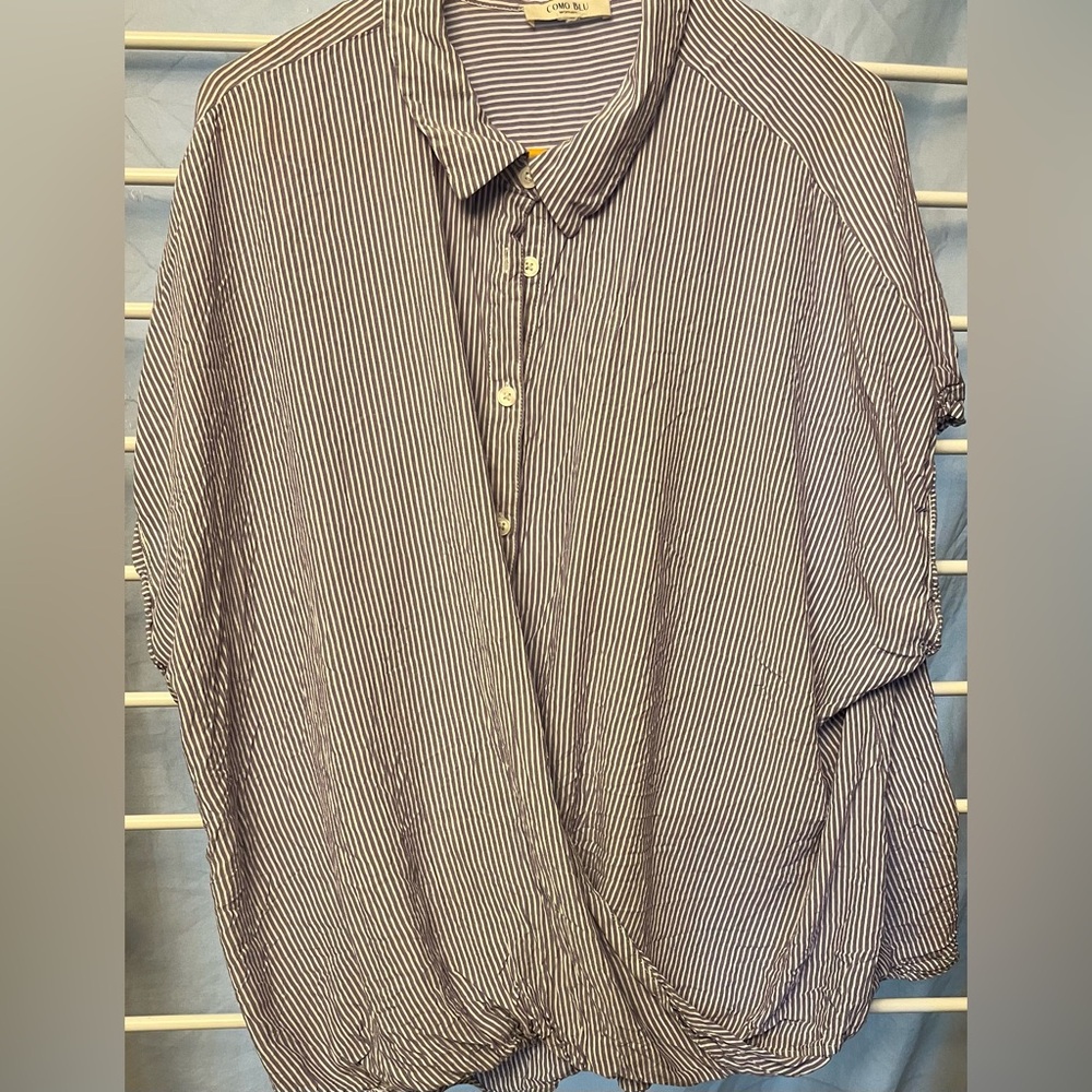 H&M Black and White Striped Blouse